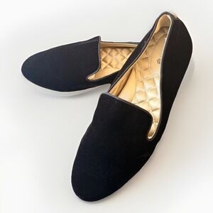 Birdies Shoes Womens Size 9 Black Velvet Loafers Slip On Cushioned Flats